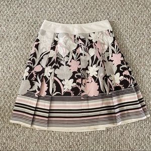 Ann Taylor Silk Blend Pleated Floral Skirt